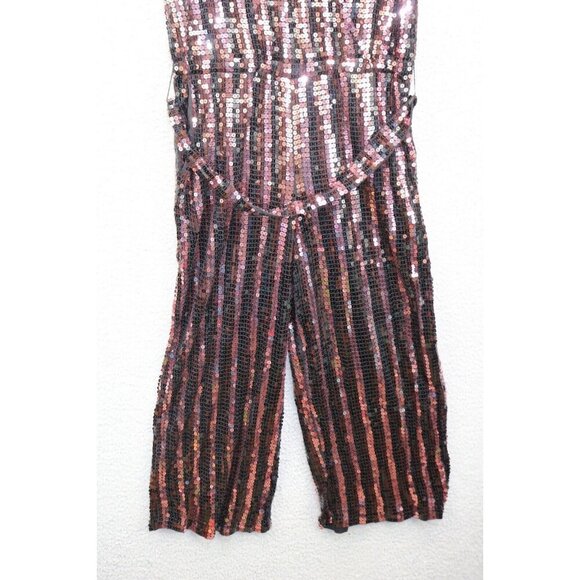 Michael Kors Allover Sequins Jumpsuit-Size Small-Pockets-Evening-Party-Belted - Picture 2 of 13